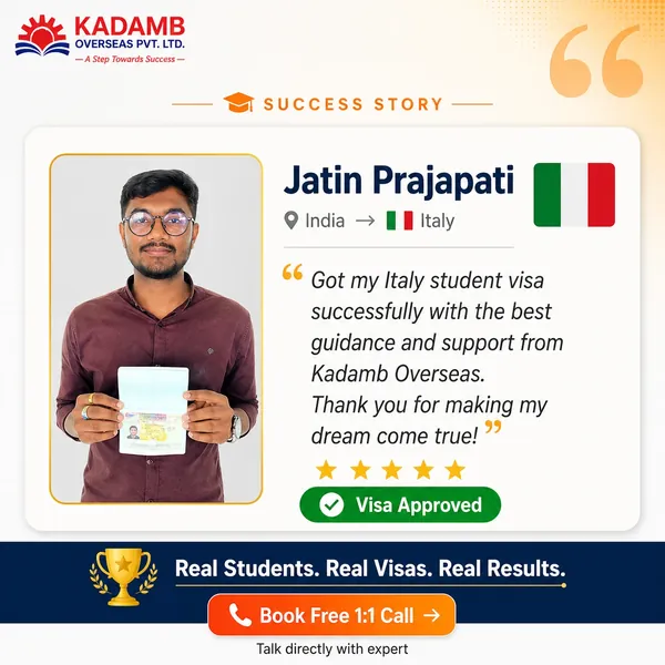 Jatin Prajapati, India to Italy — student visa approved